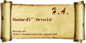 Hadaró Arnold névjegykártya